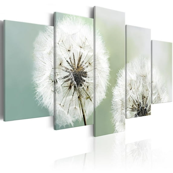 Tiptophomedecor Stretched Canvas Floral Art - Soft Dandelions 5 Piece - Stretched & Framed Ready To Hang Art