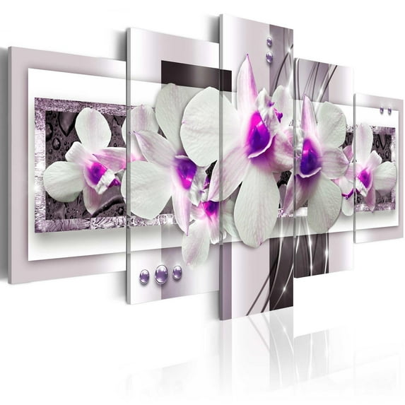 Tiptophomedecor Stretched Canvas Floral Art - With Violet Accent - Stretched & Framed Ready To Hang Art