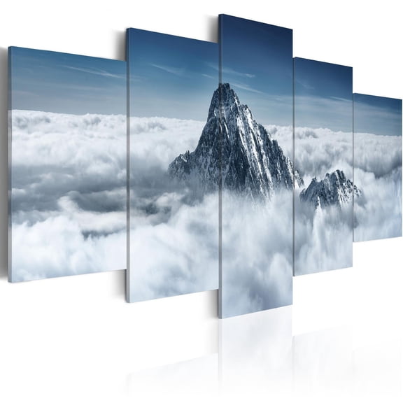 Tiptophomedecor Stretched Canvas Landscape Art - A Peak Rising Above The Clouds - Stretched & Framed Ready To Hang Art