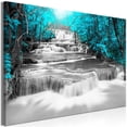 thumbnail image 1 of Tiptophomedecor Stretched Canvas Landscape Art - Cascade Of Thoughts Wide Turquoise - Stretched & Framed Ready To Hang Art, 1 of 3
