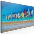 thumbnail image 1 of Tiptophomedecor Stretched Canvas Landscape Art - Colourful Boats Narrow - Stretched & Framed Ready To Hang Art, 1 of 3