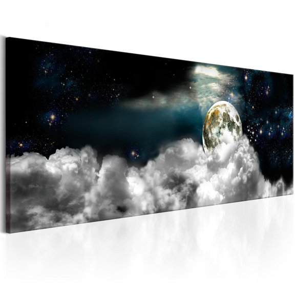 Tiptophomedecor Stretched Canvas Landscape Art - Moon In The Clouds - Stretched & Framed Ready To Hang Art