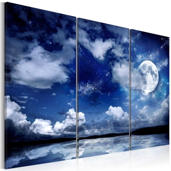 Tiptophomedecor Stretched Canvas Landscape Art - The Sea At Night - Stretched & Framed Ready To Hang Art