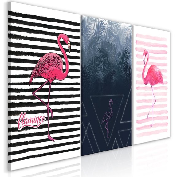 Tiptophomedecor Stretched Canvas Nordic Art - Flamingos - Stretched & Framed Ready To Hang Art