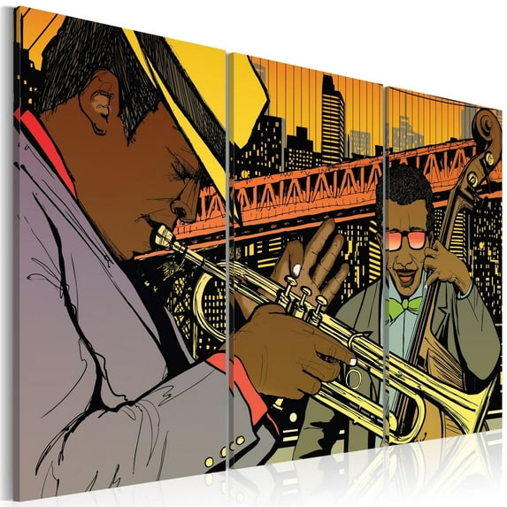 Tiptophomedecor Stretched Canvas Still Life Art - Jazz Musician - Stretched & Framed Ready To Hang Art