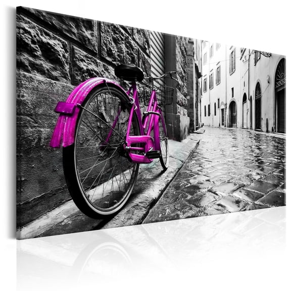 Tiptophomedecor Stretched Canvas Still Life Art - Vintage Pink Bike - Stretched & Framed Ready To Hang Art