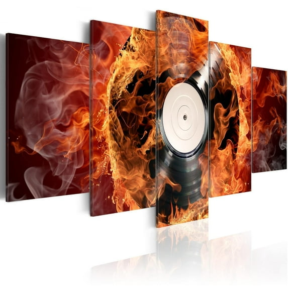 Tiptophomedecor Stretched Canvas Still Life Art - Vinyl On Fire - Stretched & Framed Ready To Hang Art