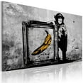 thumbnail image 1 of Tiptophomedecor Stretched Canvas Street Art - Banksy: Banana In Frame With Monkey - Stretched & Framed Ready To Hang Art, 1 of 3