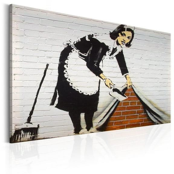 Tiptophomedecor Stretched Canvas Street Art - Banksy: Maid In London - Stretched & Framed Ready To Hang Art