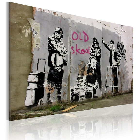 Tiptophomedecor Stretched Canvas Street Art - Banksy: Old School - Stretched & Framed Ready To Hang Art