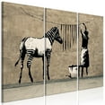 thumbnail image 1 of Tiptophomedecor Stretched Canvas Street Art - Banksy: Washing Zebra On Concrete 3 Piece - Stretched & Framed Ready To Hang Art, 1 of 3