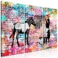 thumbnail image 1 of Tiptophomedecor Stretched Canvas Street Art - Banksy: Washing Zebra Stripes 3 Piece - Stretched & Framed Ready To Hang Art, 1 of 3