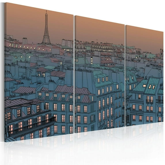 Tiptophomedecor Stretched Canvas Vintage Art - Paris - The City Goes To Sleep - Stretched & Framed Ready To Hang Art
