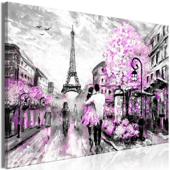 Tiptophomedecor Stretched Canvas Wall Art - Colourful Rendez-Vous Wide Pink - Stretched & Framed Ready To Hang Art