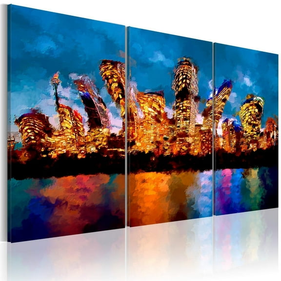 Tiptophomedecor Stretched Canvas Wall Art - Mad City - Triptych - Stretched & Framed Ready To Hang Art