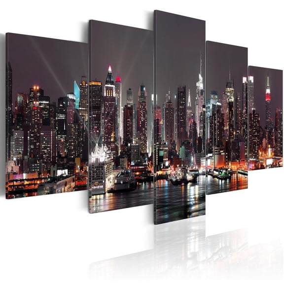 Tiptophomedecor Stretched Canvas Wall Art - Manhattan At Night - Stretched & Framed Ready To Hang Art