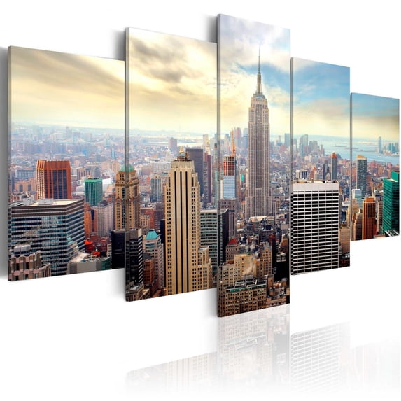 Tiptophomedecor Stretched Canvas Wall Art  - Morning In New York City - Stretched & Framed Ready To Hang Art