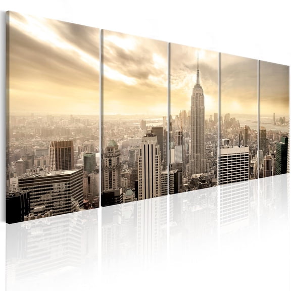 Tiptophomedecor Stretched Canvas Wall Art  - New York: View On Manhattan - Stretched & Framed Ready To Hang Art