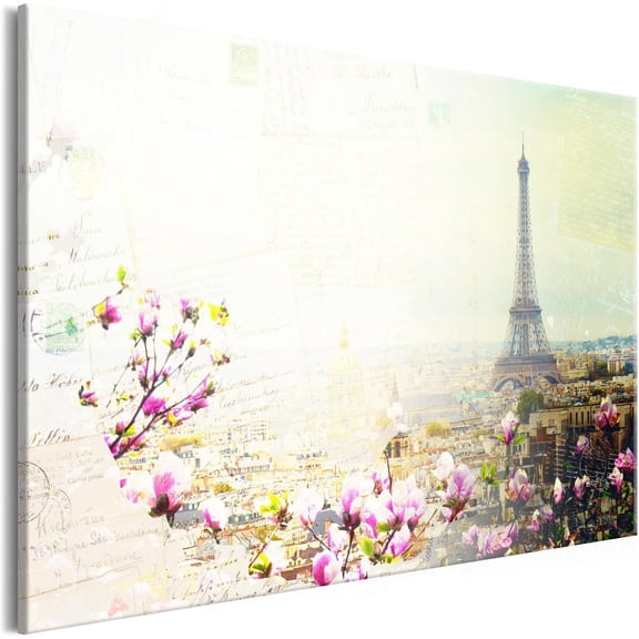 Tiptophomedecor Stretched Canvas Wall Art  - Postcards From Paris Wide - Stretched & Framed Ready To Hang Art