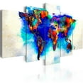 thumbnail image 1 of Tiptophomedecor Stretched Canvas World Map Art - All Colors Of The World 5 Piece - Stretched & Framed Ready To Hang Art, 1 of 4