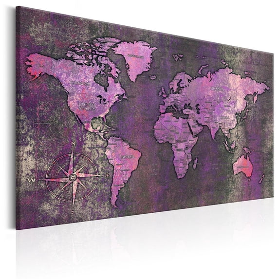 Tiptophomedecor Stretched Canvas World Map Art - Amethyst Map - Stretched & Framed Ready To Hang Art