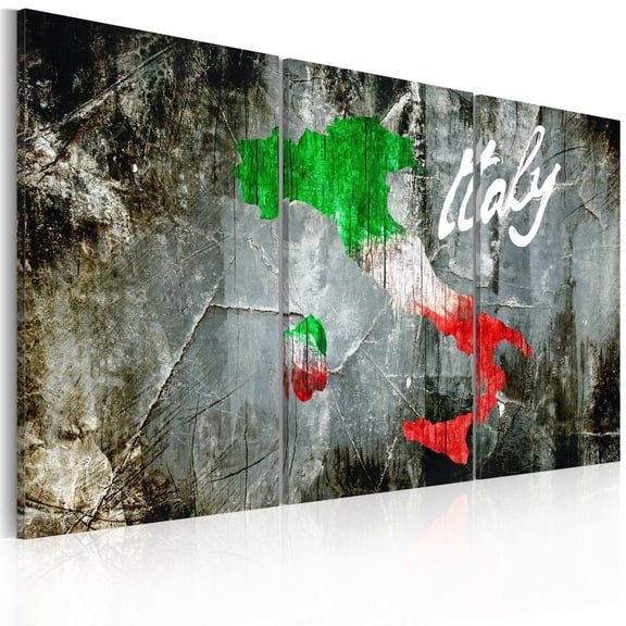 Tiptophomedecor Stretched Canvas World Map Art - Artistic Map Of Italy 3 Piece - Stretched & Framed Ready To Hang Art