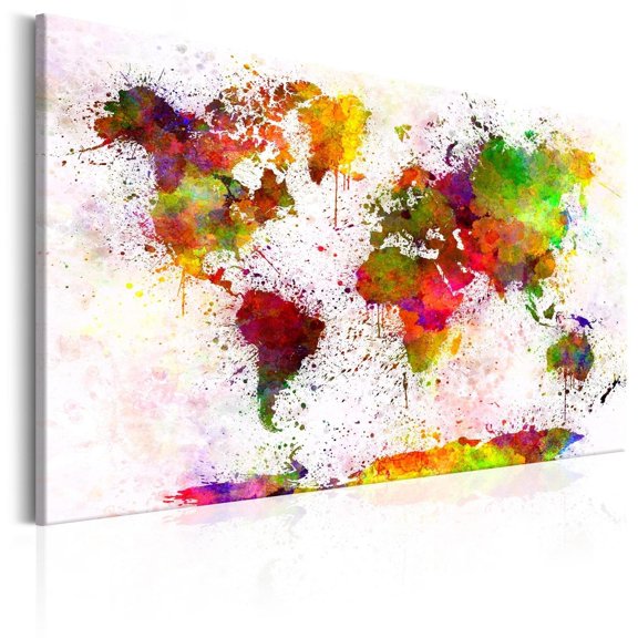 Tiptophomedecor Stretched Canvas World Map Art - Artistic World - Stretched & Framed Ready To Hang Art