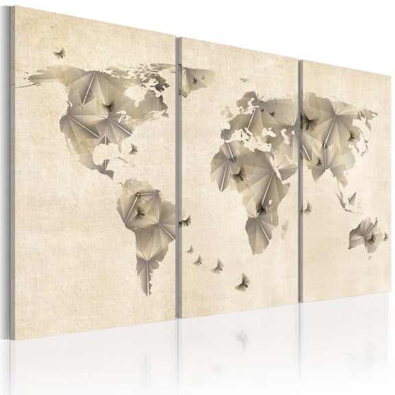Tiptophomedecor Stretched Canvas World Map Art - Atlas Of Butterflies 3 Piece - Stretched & Framed Ready To Hang Art
