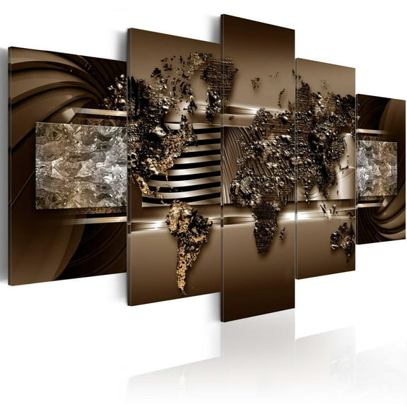 Tiptophomedecor Stretched Canvas World Map Art - Chocolate Map - Stretched & Framed Ready To Hang Art