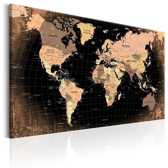 Tiptophomedecor Stretched Canvas World Map Art - Earth - The Land - Stretched & Framed Ready To Hang Art