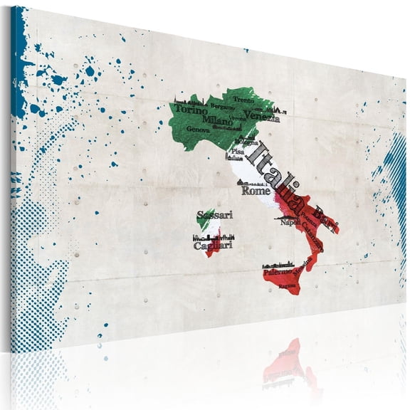 Tiptophomedecor Stretched Canvas World Map Art - Map Of Italy - Stretched & Framed Ready To Hang Art