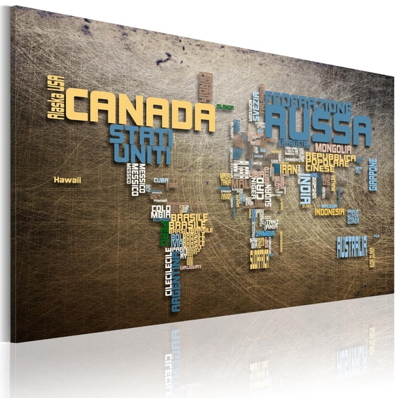 Vivyet Canvas Print - Map of the World (Italian language)