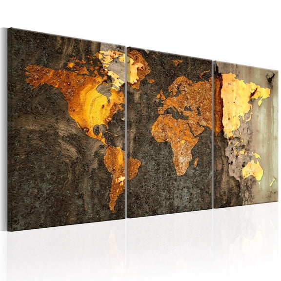 Tiptophomedecor Stretched Canvas World Map Art - Metal World - Stretched & Framed Ready To Hang Art