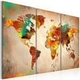 thumbnail image 1 of Tiptophomedecor Stretched Canvas World Map Art - Painted World 3 Piece - Stretched & Framed Ready To Hang Art, 1 of 3