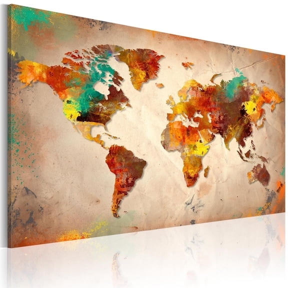 Tiptophomedecor Stretched Canvas World Map Art - Painted World - Stretched & Framed Ready To Hang Art
