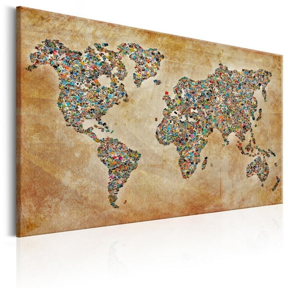 Tiptophomedecor Stretched Canvas World Map Art - Postcards From The World - Stretched & Framed Ready To Hang Art