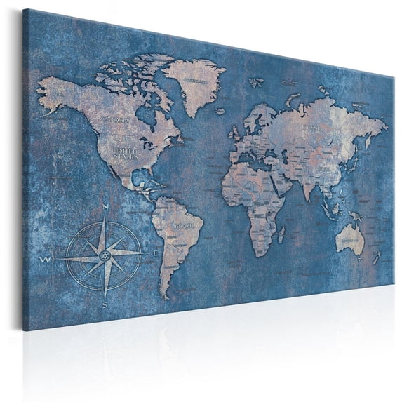 Tiptophomedecor Stretched Canvas World Map Art - Sapphire Planet - Stretched & Framed Ready To Hang Art