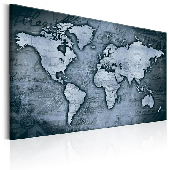 Tiptophomedecor Stretched Canvas World Map Art - Sapphire World - Stretched & Framed Ready To Hang Art