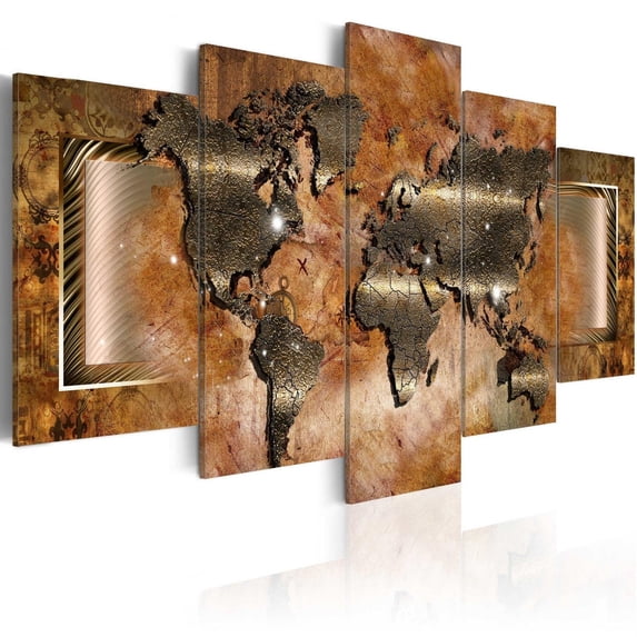 Tiptophomedecor Stretched Canvas World Map Art - Steel Map - Stretched & Framed Ready To Hang Art