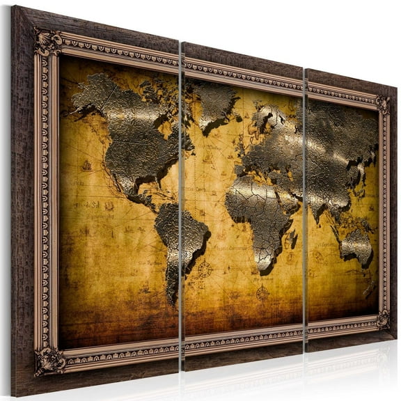 Tiptophomedecor Stretched Canvas World Map Art - The World In A Frame - Stretched & Framed Ready To Hang Art