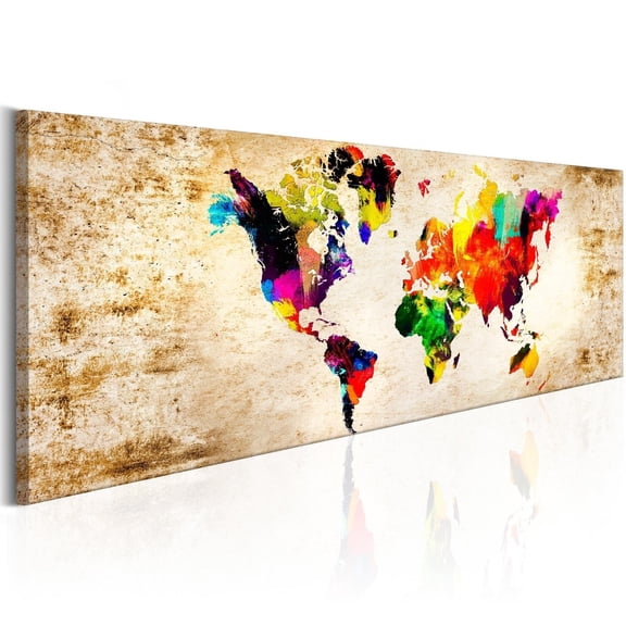 Tiptophomedecor Stretched Canvas World Map Art - World In Watercolours - Stretched & Framed Ready To Hang Art