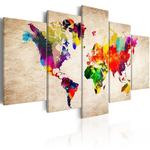 Tiptophomedecor Stretched Canvas World Map Art - World Map: Abstract Fantasy - Stretched & Framed Ready To Hang Art