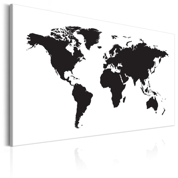Tiptophomedecor Stretched Canvas World Map Art - World Map: Black & White Elegance - Stretched & Framed Ready To Hang Art