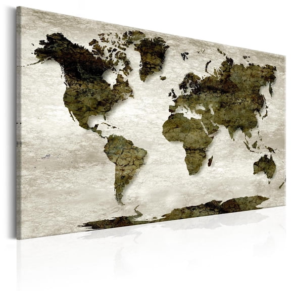 Tiptophomedecor Stretched Canvas World Map Art - World Map: Green Planet - Stretched & Framed Ready To Hang Art