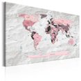 thumbnail image 1 of Tiptophomedecor Stretched Canvas World Map Art - World Map: Pink Continents - Stretched & Framed Ready To Hang Art, 1 of 3