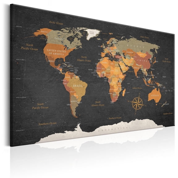 Tiptophomedecor Stretched Canvas World Map Art - World Map: Secrets Of The Earth - Stretched & Framed Ready To Hang Art