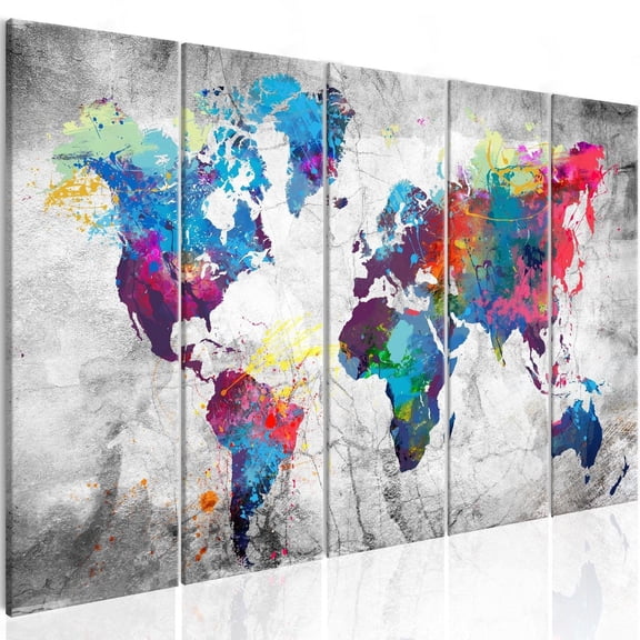 Tiptophomedecor Stretched Canvas World Map Art - World Map: Spilt Paint - Stretched & Framed Ready To Hang Art