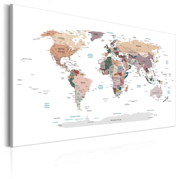 Tiptophomedecor Stretched Canvas World Map Art - World Map: Where Today? - Stretched & Framed Ready To Hang Art