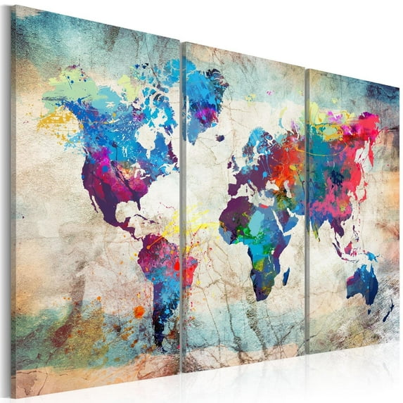 Tiptophomedecor Stretched Canvas World Map Art - World Maps: Modern Style - Stretched & Framed Ready To Hang Art