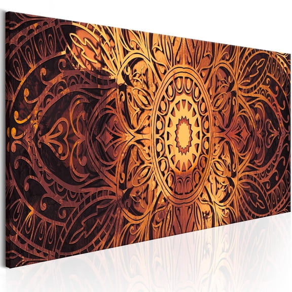 Tiptophomedecor Stretched Canvas Zen Art - Amber Mandala - Stretched & Framed Ready To Hang Art